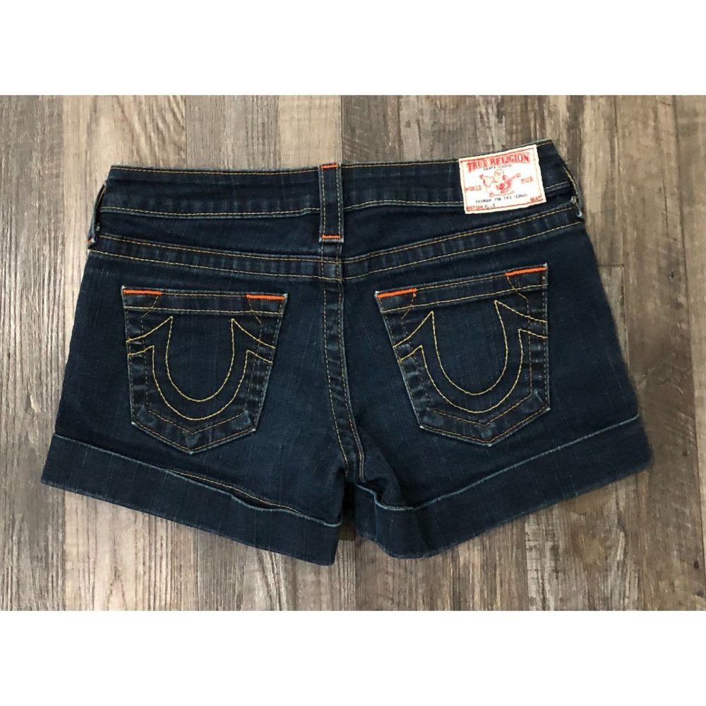 True Religion Womens Size 28 Waist Dark Wash Denim Blue Jeans - Picture 2 of 6